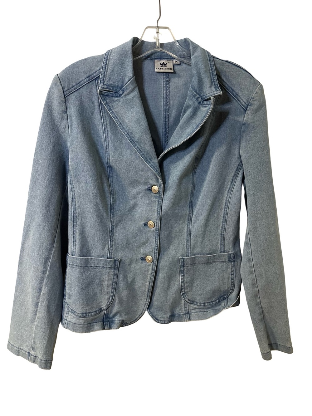 Women's Y2K Classic Light Blue Denim Fitted Coastal Grandma BlazerJacket Size M - Picture 4 of 7